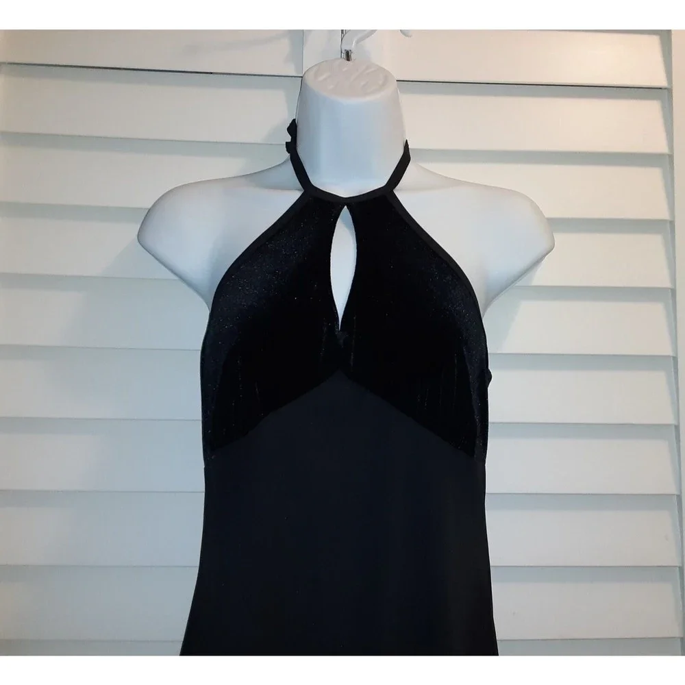 Rampage Womens Size Medium Black Velvet Halter Dress - Picture 3 of 6